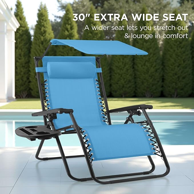 Best Choice Products 30” Wide Folding Zero Gravity Outdoor Recliner Patio - Image 3