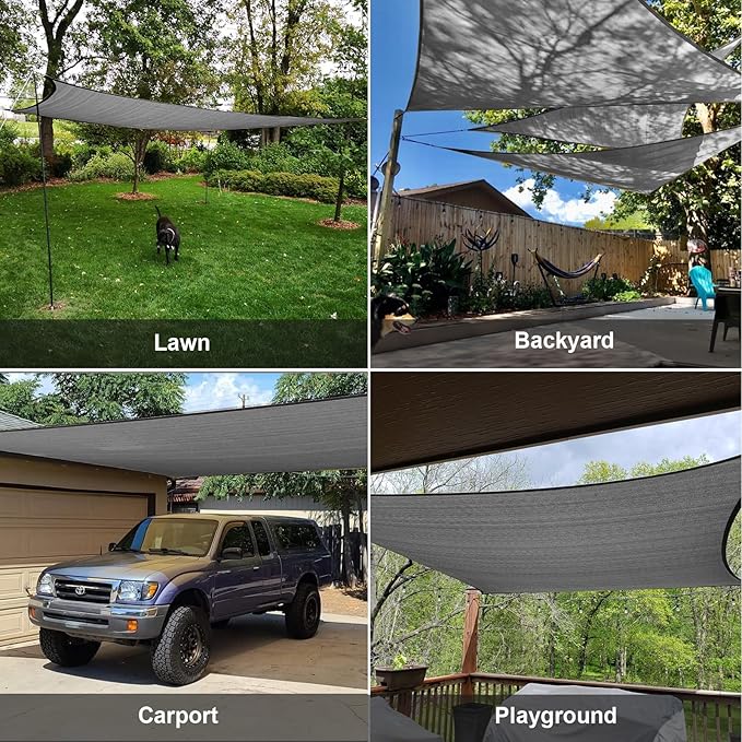 SUNLAX Sun Shade Sail 10' x 13' Dark Grey Rectangle Canopy Sail Shade Cover UV - Image 8