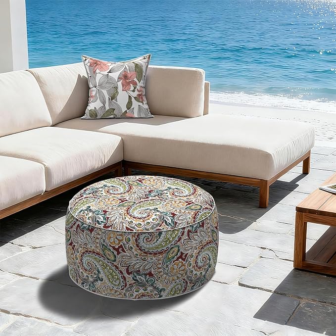 LVTXIII Outdoor Inflatable Ottoman, Fade-Resistant Round Footrest Stool D31”x - Image 4