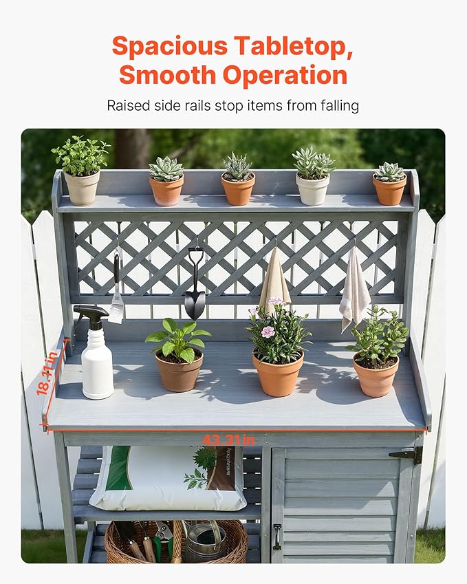 VEVOR Potting Bench Table, Outdoor Gardening Wooden Workstation - Image 4