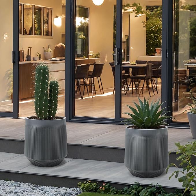Plant Pots，Set of 2 Plastic Large Pots - Image 2
