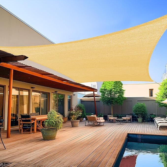 Shade&Beyond 8'x10' Sun Shade Sails Canopy Rectangle Sand 185GSM Shade Sail by ShadeBeyond