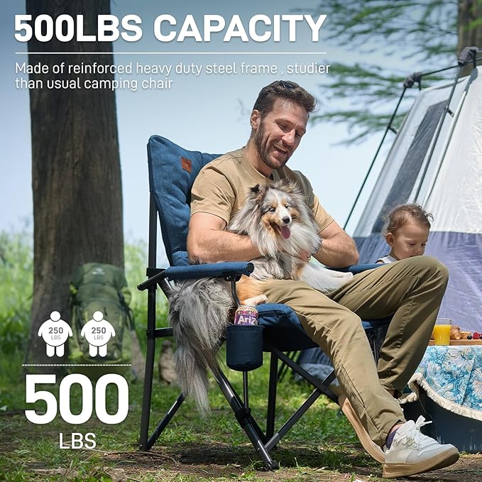 EVER ADVANCED Padded Oversized Folding Camping Chair - Image 4