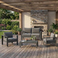 Solaste Aluminum Outdoor Patio Furniture Set, 4 Seats Patio Sectional Sofa by Solaste