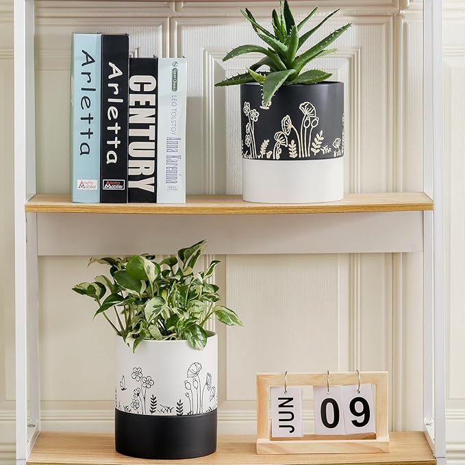 Nihow Self Watering Plant Pot: 6 Inch Ceramic Planter - Image 6