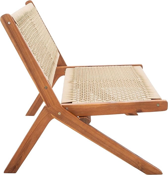 SAFAVIEH Outdoor Collection Kobina Natural Acacia Wood/Natural Rope Foldable - Image 9