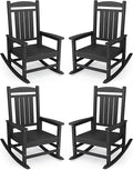 KINGYES HDPE Outdoor Rocking Chair Set of 4, Widened Seat Patio Rocking Chair by KINGYES