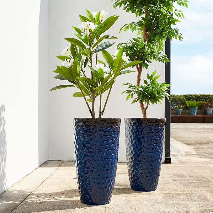 Glitzhome 23.75" H Oversized Tall Planter, Modern Set of 2 Honeycomb Textured - Image 5