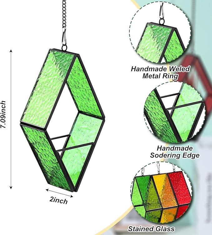 Yaomiao 3 Pcs Stained Glass Hanging Plant Terrariums Hanging Glass Planter - Image 2