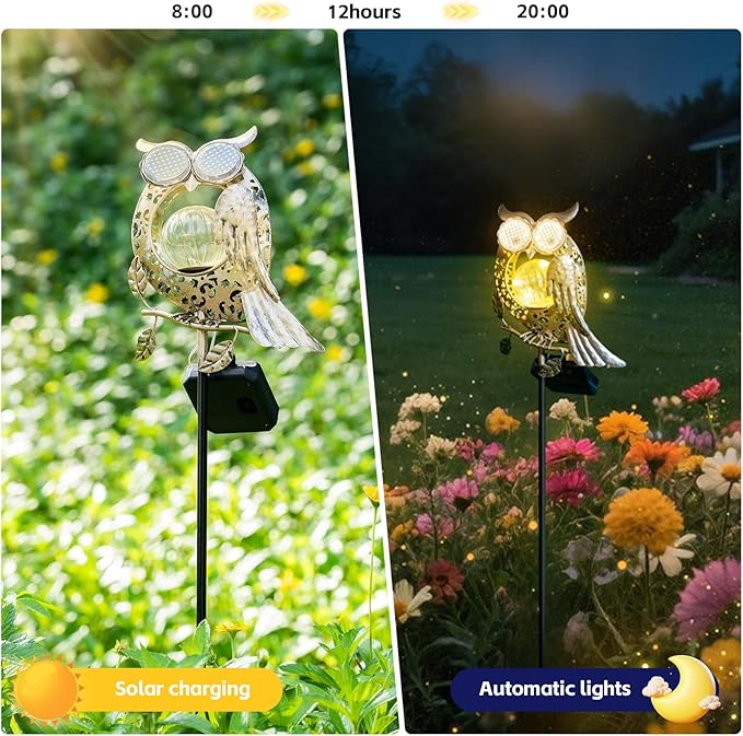 Solar Lights Outdoor Decor, Solar Owl Yard Decorations Outdoor, Garden - Image 3