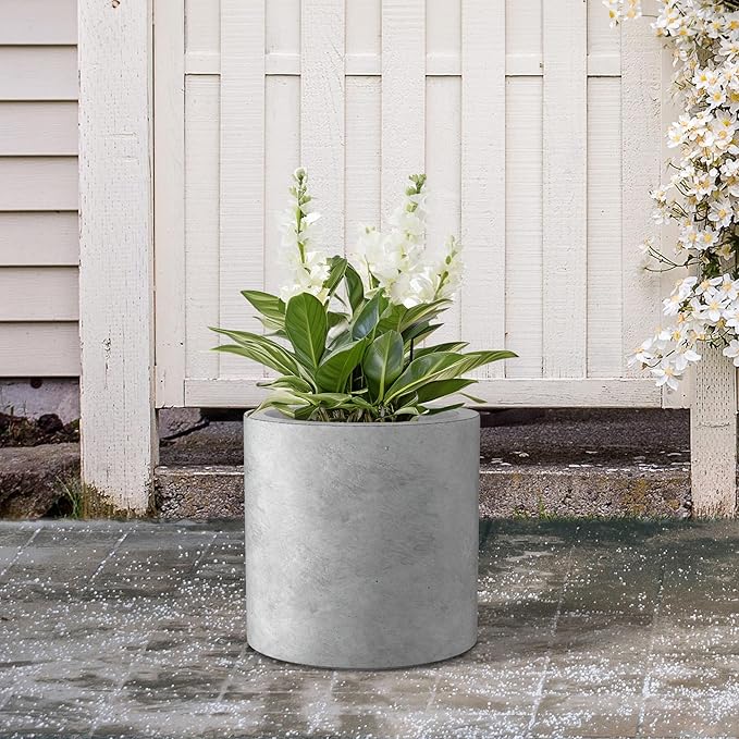 Kante 9.8" Dia Round Concrete Planter, Modern Style Large Cylindrical Plant Pot - Image 4