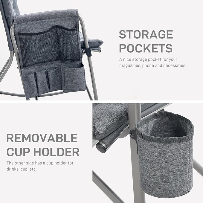 EVER ADVANCED Lightweight Folding Rocking Camping Chair, Padded Portable Rocker - Image 8