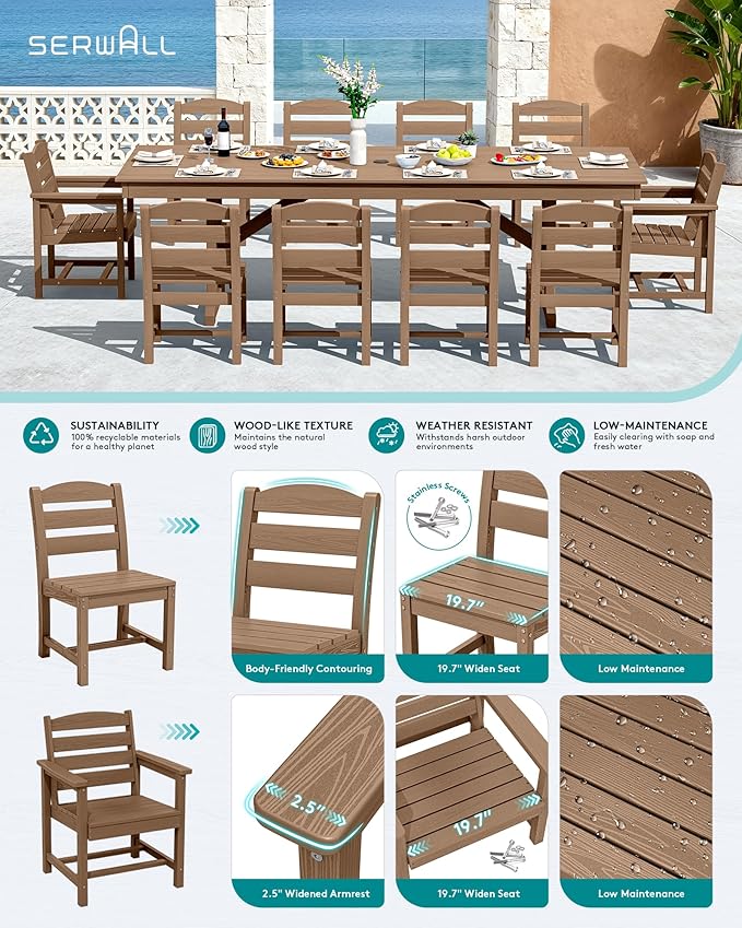 SERWALL 11 Piece Outdoor Dining Set - Image 4
