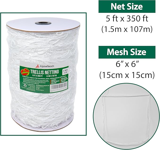 AlpineReach Trellis Netting 5 x 350 ft Heavy Duty Polyester White - Image 2