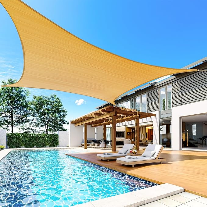 Quictent 12x16ft Rectangular Sun Shade Sail 185G HDPE Canopy 98% UV Block - Image 7