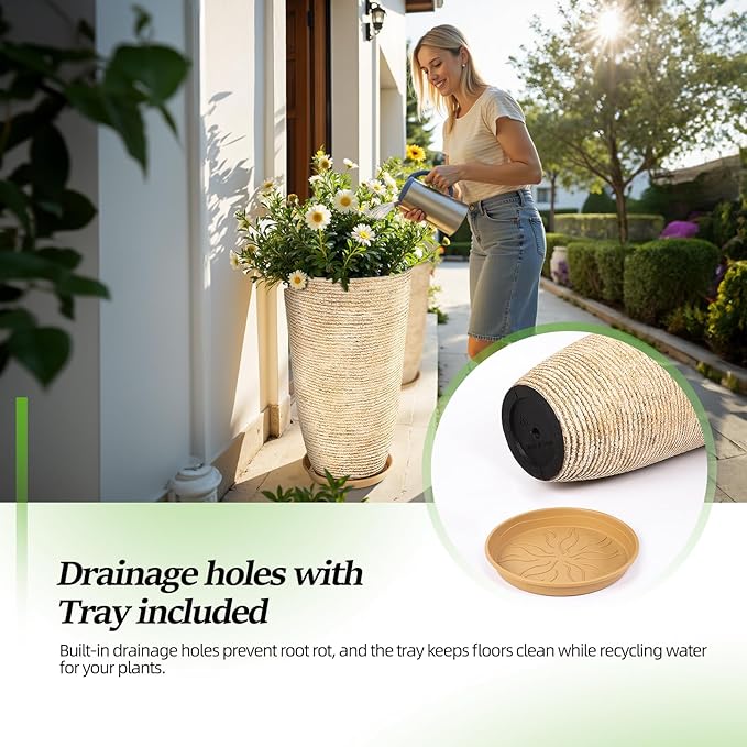 QCQHDU Set of 2 9 Gallon Tall Large planters - Image 2