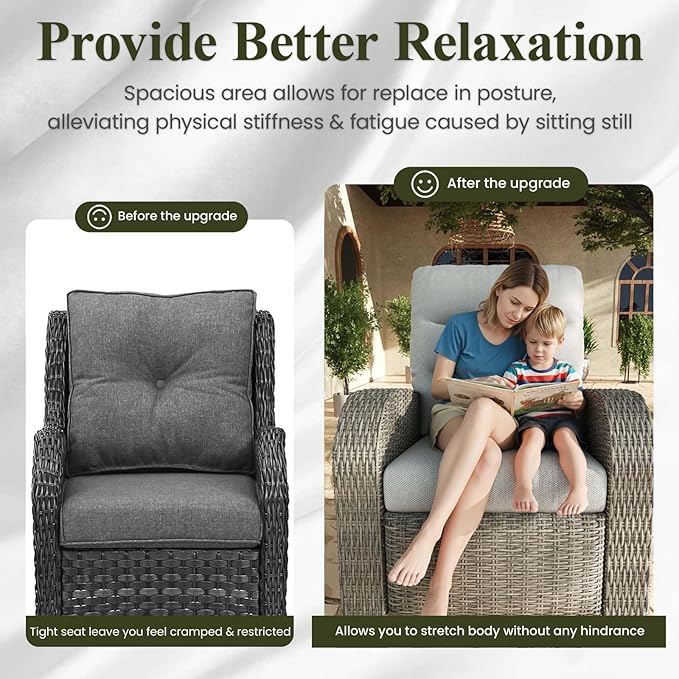 LayinSun Oversized Wicker Outdoor Swivel Glider Recliner - Image 6