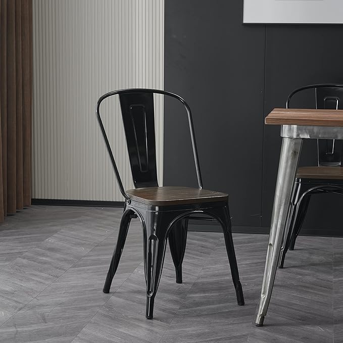 Nazhura Metal Dining Chair Farmhouse Tolix Style - Image 6