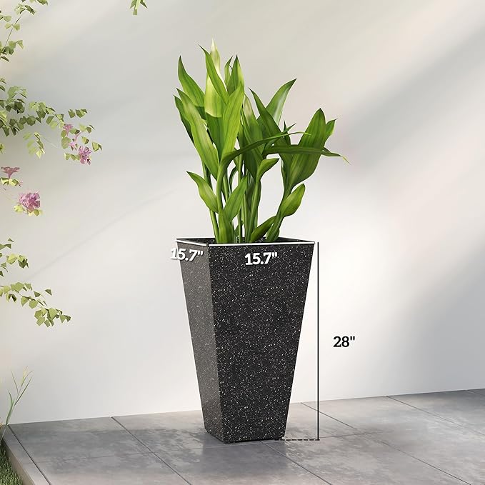 Outsunny 28 Inch Tall Planters for Outdoor Plants, Stackable Tapered Large - Image 3