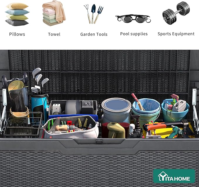 YITAHOME 100 Gallon Resin Deck Box, Weather Resistant Outdoor Storage Box - Image 4