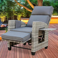 Wicker Outdoor Recliner | 145° Wicker Patio Reclining Chair by Unknown
