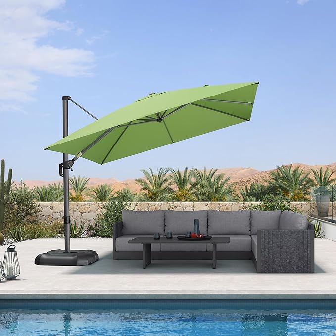 PURPLE LEAF 10 Feet Patio Umbrella Outdoor Cantilever Square Umbrella Aluminum by PURPLELEAF
