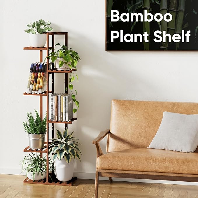 ROSSNY 48 Inch Tall Plant Stand Indoor, 6 Tier 7 Potted Bamboo Plant Stands - Image 5