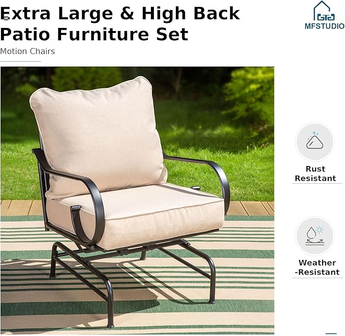 MFSTUDIO 7 Seats Large Metal Patio Conversation Sets, 6 Pieces Outdoor - Image 5