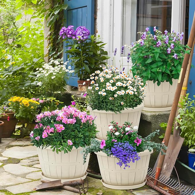 Quarut Plant Planters Pots Set of 4 Pack 16 Inch，Large Plastic Flower Pot - Image 6