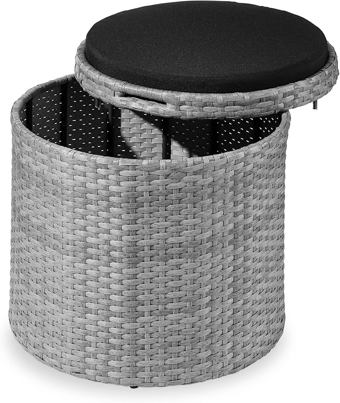 Best Choice Products Round Wicker Ottoman, Additional Seating, Side Table by BestChoiceProducts