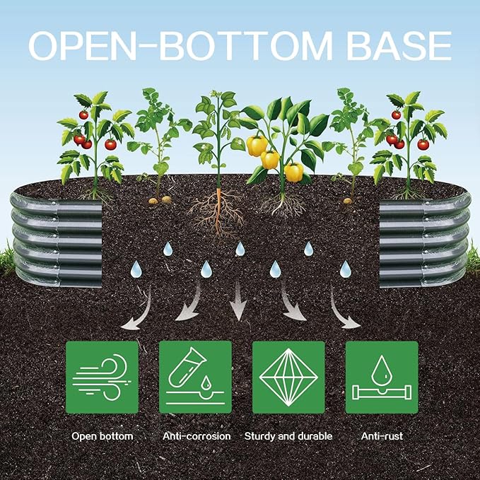 Gardmax Galvanized Raised Garden Bed, Lightweight Planter Boxes Outdoor - Image 3