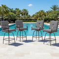 Patio Swivel Bar Stools Set of 4, Outdoor Bar Height Swivel Chairs by STRPRETTYBASIC