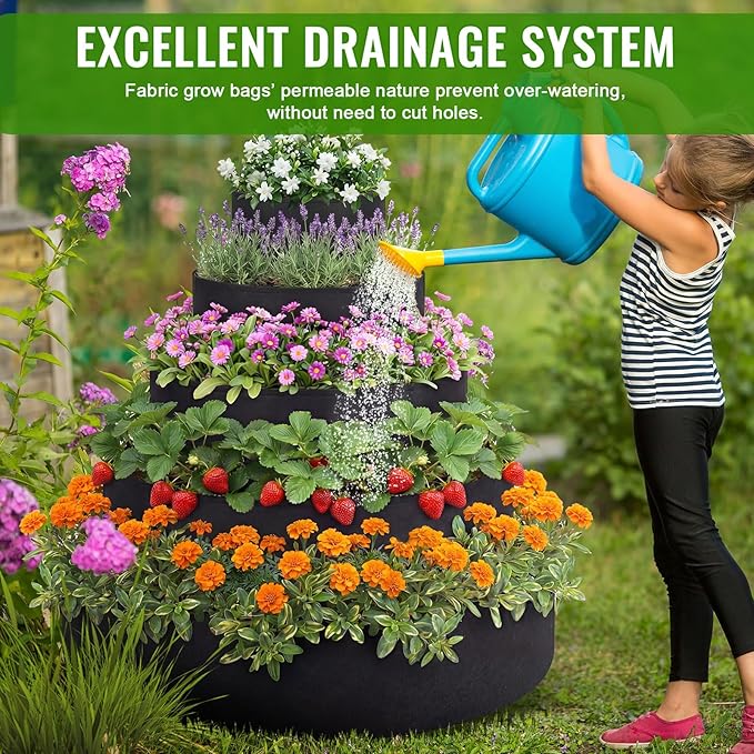 5 Tiered Strawberry Planter for Outdoor Plants, 39 Inch Heavy Duty Strawberry - Image 4