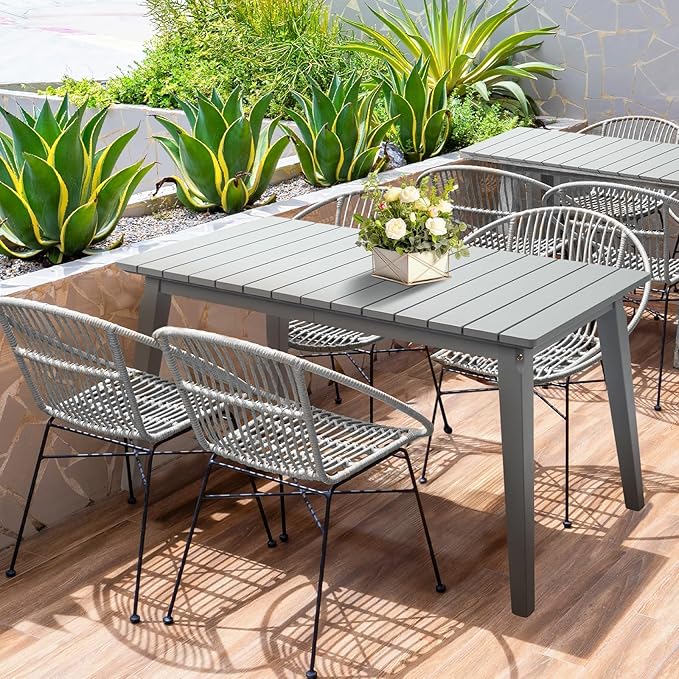 VINGLI Rectangular Outdoor Dining Table, Solid Cedar Wood Patio Table - Image 2