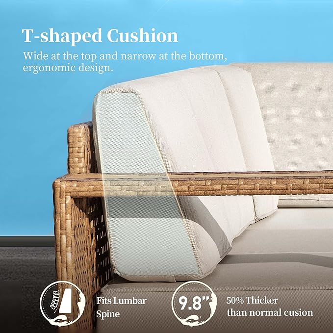 L Shaped Patio Furniture, Outdoor Rattan Wicker Sectional Sofa - Image 4