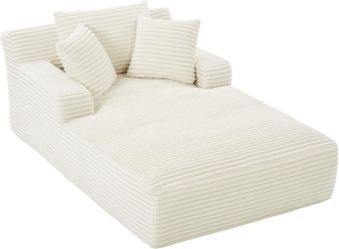 80 Inch Chaise Lounge Chair Indoor, Oversized Corduroy Upholstered Boneless - Image 6