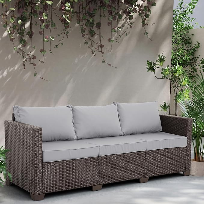 Rattaner Patio Furniture 3 Seat Sofa Outdoor Furniture Outdoor Couch Deep Seat - Image 2