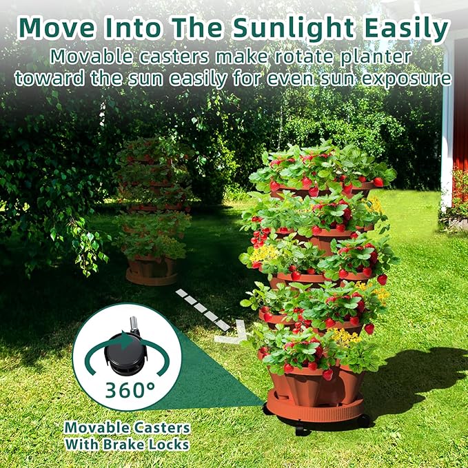 Strawberry Vertical Planters 2 Pack, 5 Tiered Stacking Tower Garden - Image 5