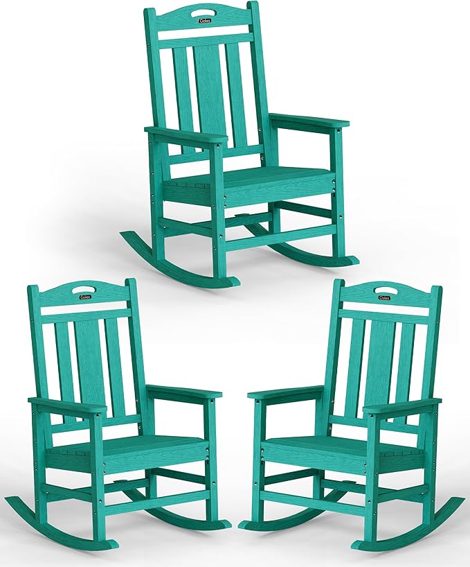 Ciokea Oversized Outdoor Rocking Chairs Set of 3, 380lbs Heavy-Duty Large Patio by CIOKEA