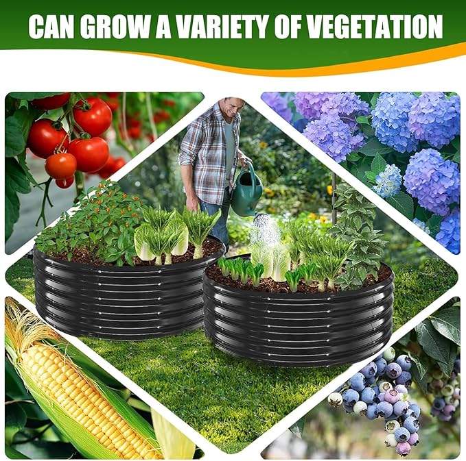 17" Tall Elevated Round Metal Rised Garden Bed- 4'x4' in Size and 0.8MM Thick - Image 6