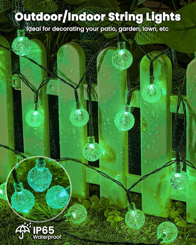 Brightown Solar String Lights Outdoor 60 Led 35.6 Feet Crystal Globe Lights - Image 7
