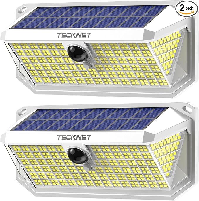 TECKNET 461 LED Solar Powered Outdoor Lights, 270° Angle & 3 Lighting Modes by Tecknet