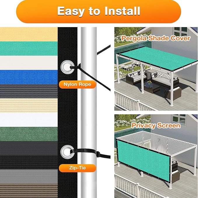 Artpuch Outdoor Pergola Shade Cover 10' X 18' Sun Shade Cloth - Image 5
