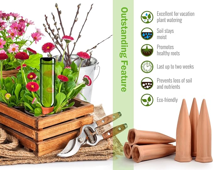 B SEPOR Ceramic Plant Waterer Terracotta Self Watering Spikes - Image 2
