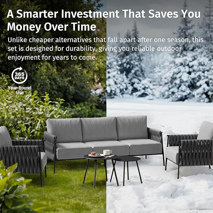 EAST OAK 5-Piece Patio Furniture Set | Life Chatter 5-Seat Outdoor Furniture | - Image 11
