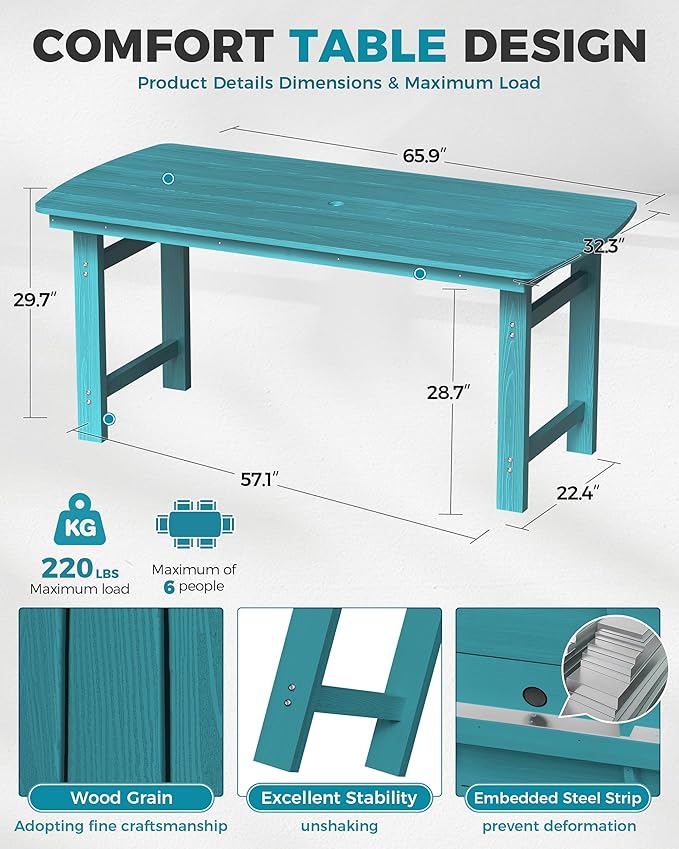 Ciokea HDPE Outdoor Dining Table - Image 4