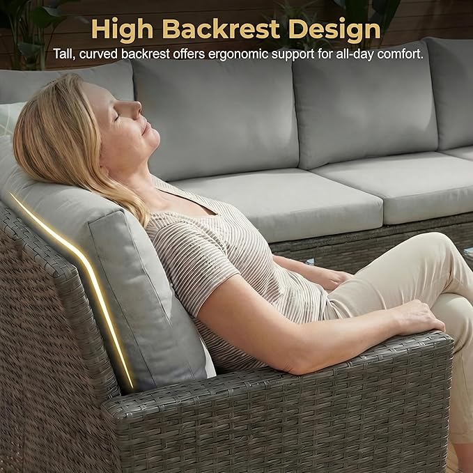 Wisteria Lane 7 Piece Patio Furniture Set, High Curved Back Wicker Patio - Image 4