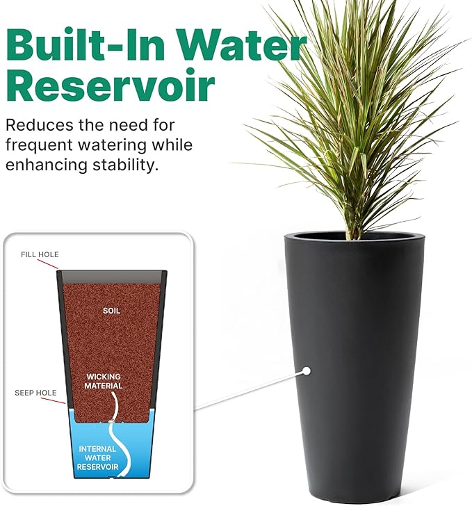 Step2 Tremont Tall Round Tapered Planter, Indoor/Outdoor Plants, Efficient - Image 5