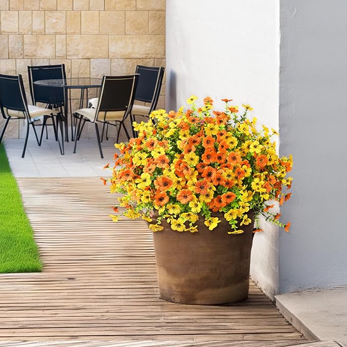Artificial Flowers Faux Plants Outdoor Fake Flowers Spring Decor, 12 Bundles - Image 5