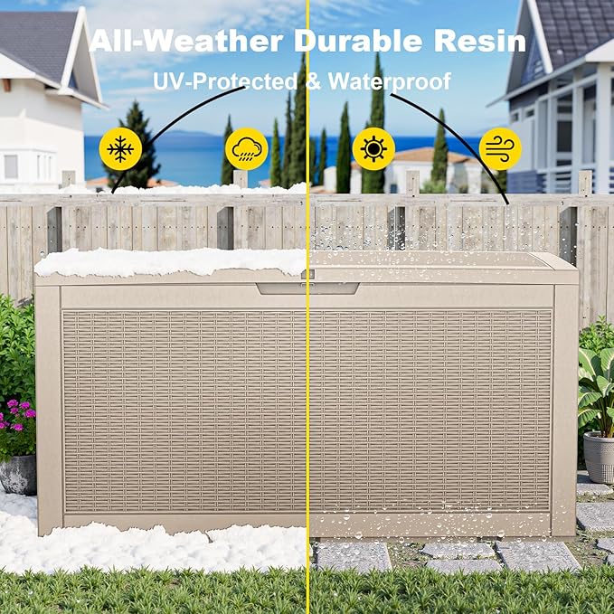 120 Gallon Waterproof Outdoor Storage Box, Resin Deck Box, Lockable Outside - Image 7